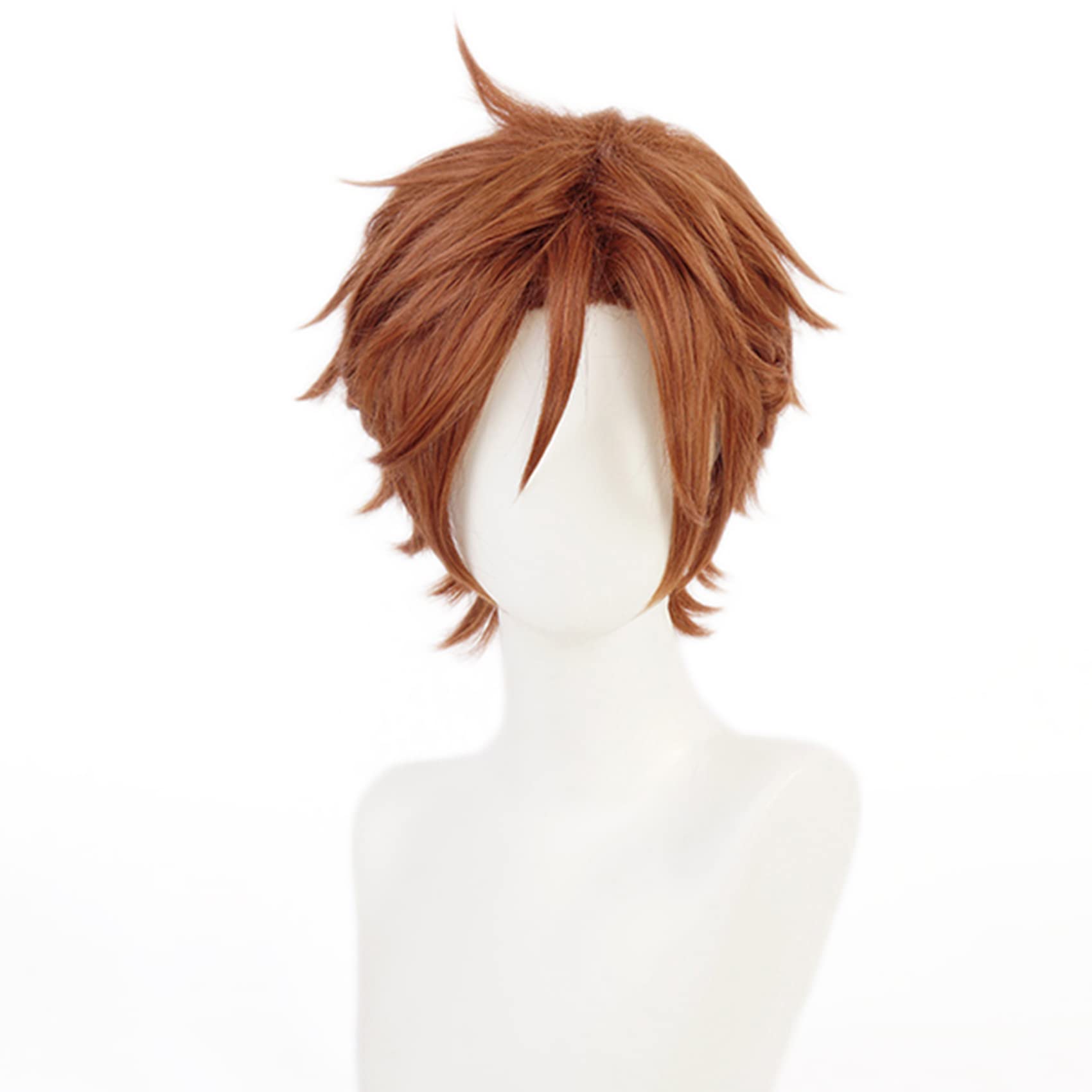 Yellowish-brown Short Straight Wig for Anime with Heat Resistant Fiber Synthetic for Women Men Halloween Comic Con Cos Anime Party Replacement Wigs - Image 2