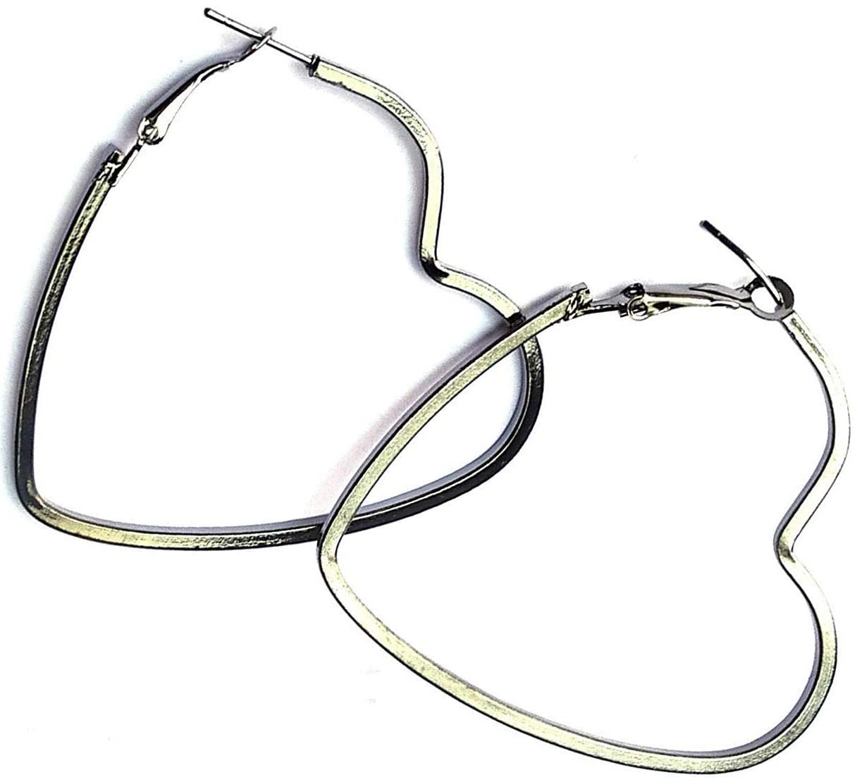 MUKARTHeart Shape Hoop Earrings for Women Grey Heart Design Metal Ear Rings for Girls