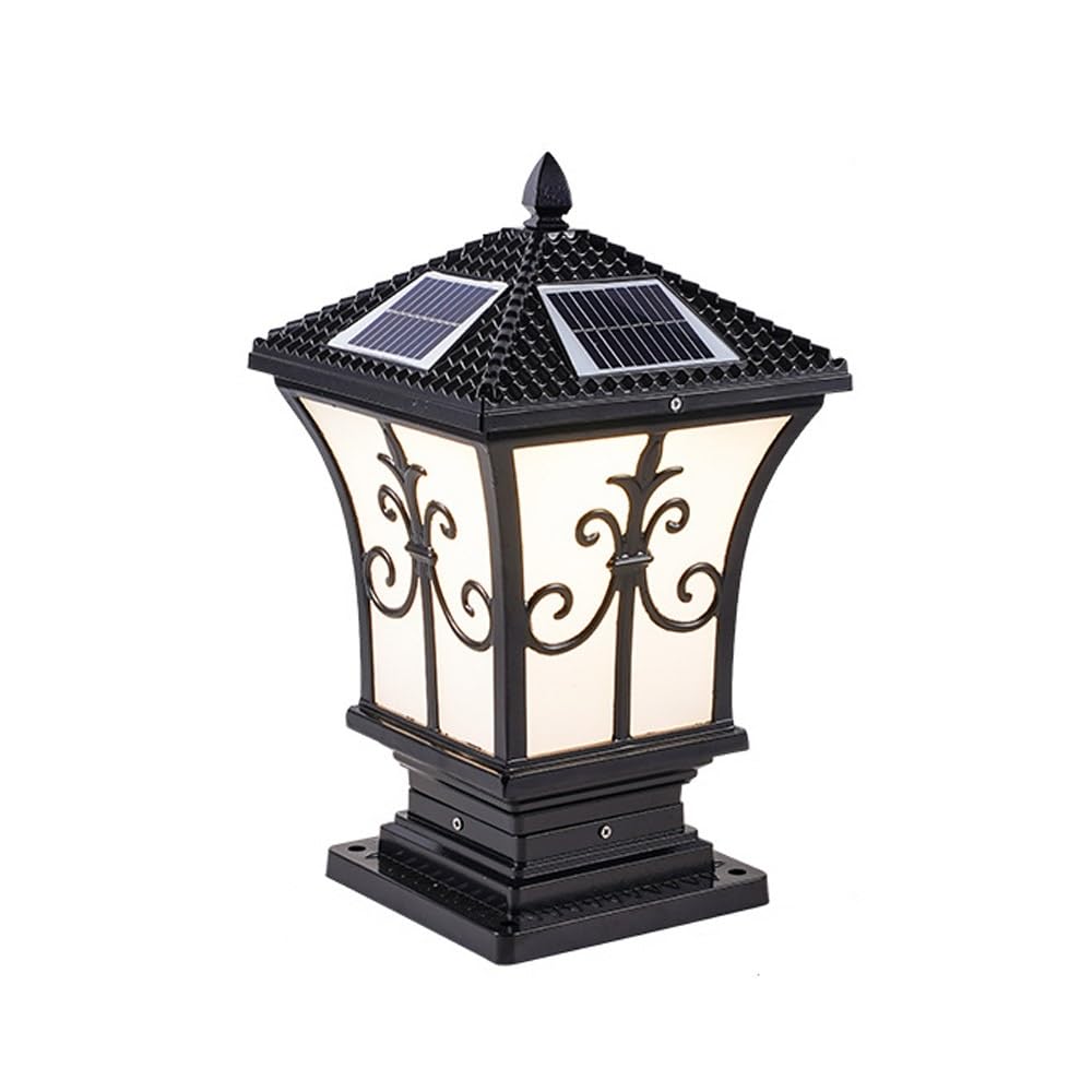 Lampe Solaire Extérieure Étanche À La Pluie avec Télécommande pour Poteau, Idéale pour L'Éclairage De Clôture, Jardin, Terrasse Ou Allée.,Bronze(Solar Energy)-Medium