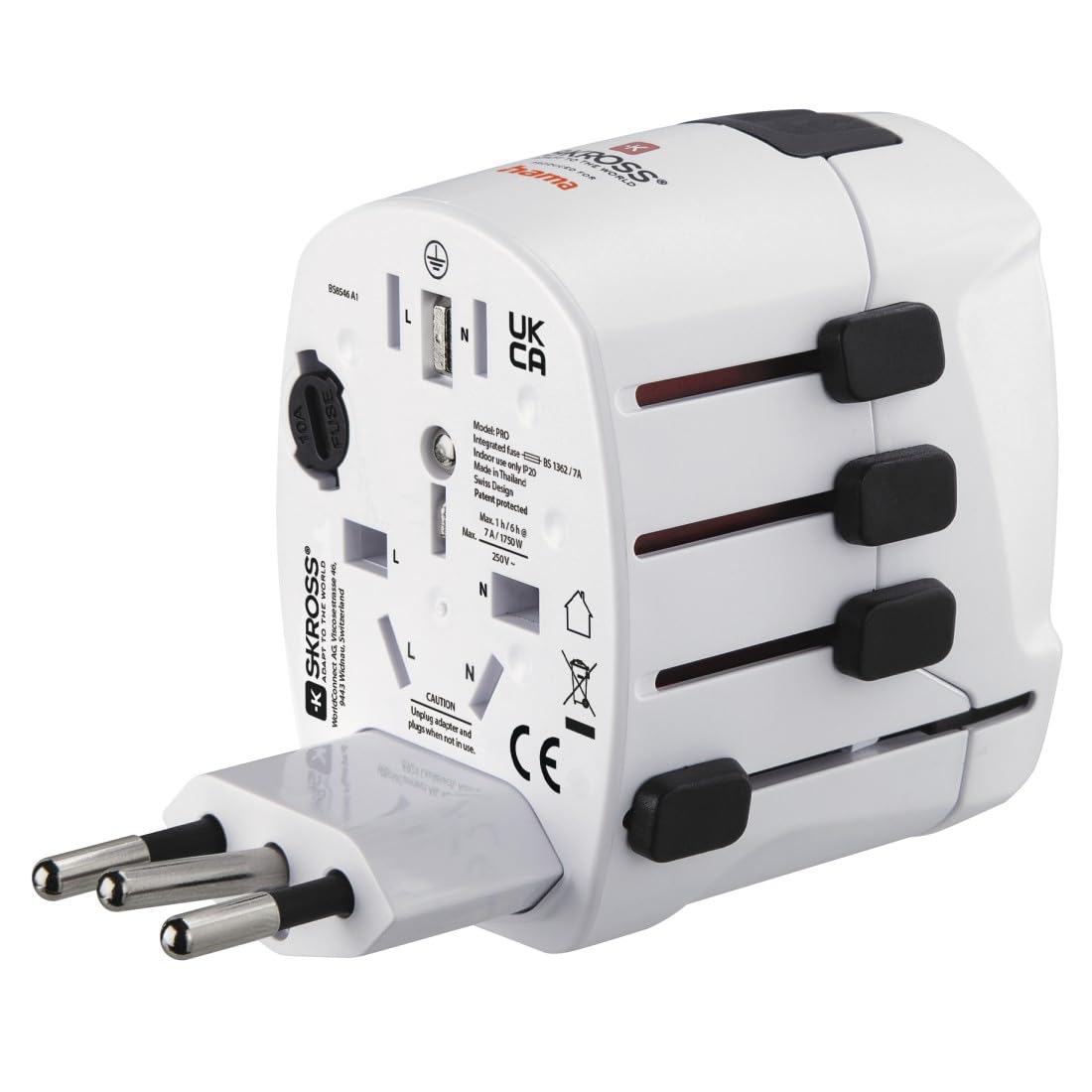 Hama Adapter podróżny na całym świecie (uniwersalny adapter podróżny do ponad 150 krajów, typ G/typ B/typ I/typ J/typ L/typ N, do urządzeń z wtyczką typu C, E i F, zestyk ochronny, wymienny