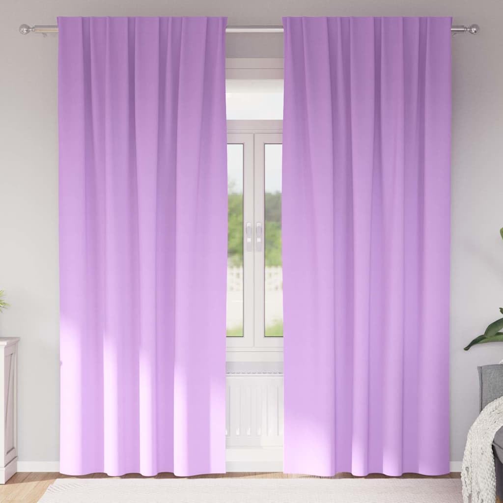 Zasłony zaciemniające z pierścieniami, 2 sztuki, fioletowe, 225 x 140 cm, poliester, 80 do 90% blokowanie światła, potrójna tkanina, ochrona przed wzrokiem do salonu, sypialni, biura