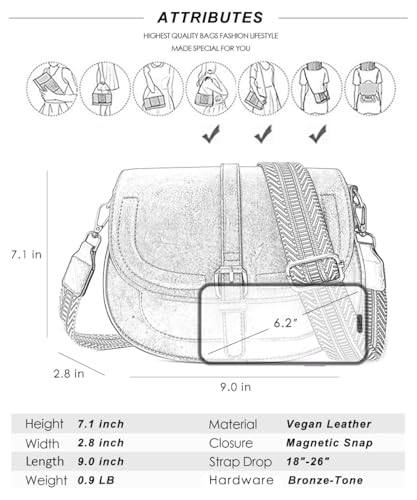 Image of AFKOMST Crossbody Bags for Women,Small Saddle Purse and Boho Cross Body Handbags,Vegan Leather