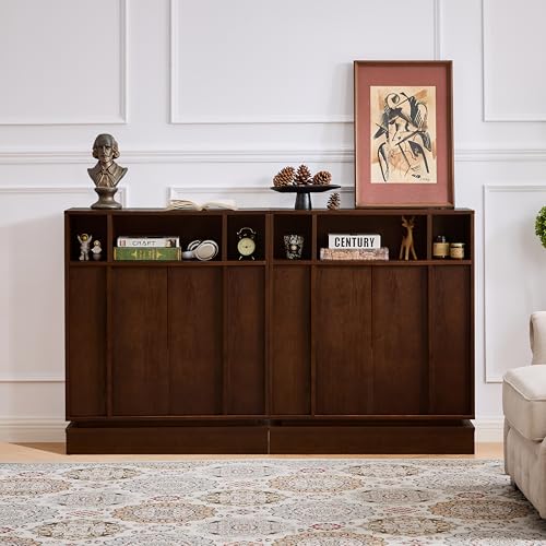 Image of 31.7'' Mid Century Modern Accent Sideboard Storage Cabinet, Walnut