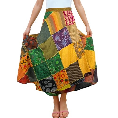 Image of Agan Boho Maxi Wrap Skirt for Women, Tie Dye Cotton Long Flowy Summer Skirt