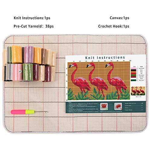 Image of clubevy Tapestry Kits Latch Hook Rug Kits Carpet Embroidery Needlework Button Package DIY Rugs Cross Stitch Kit, Flamingos