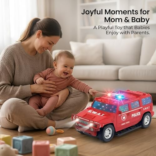 Image of Cable World Dual Function Police Car Piggy Bank for Kids, Electronic ATM Bank Toy, Battery Oprated 3D Light & Music Police Car, Money Savings Box Mini ATM Coin Bank for Boys & Girls Ages 3+