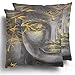 NA Coussins de Coussin Ensemble de 2 Bouddha Collage numérique combiné Aquarelle Peinture inhabituelle pour l'intérieur en Polyester Housse de Coussin canapé décor
