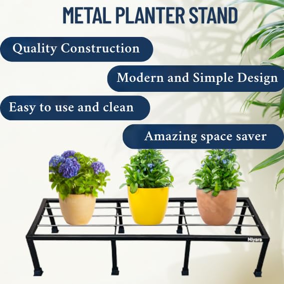 Image of Niyara || Metal Planter Stand || Plant Stand for Pots|| Outdoor Plant Stand (Long 24 inch (Set of 2))