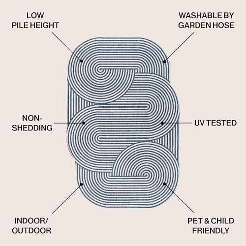 JONATHAN Y Geometric Arch Stripe Indoor Outdoor Area Rug 9X12 Cream/Navy, Margot Modern for Backyard, Patio, Porch, Easy-Cleaning, High Traffic, Pet-Friendly, Non-Shedding (SHP201C-9) - Image 2