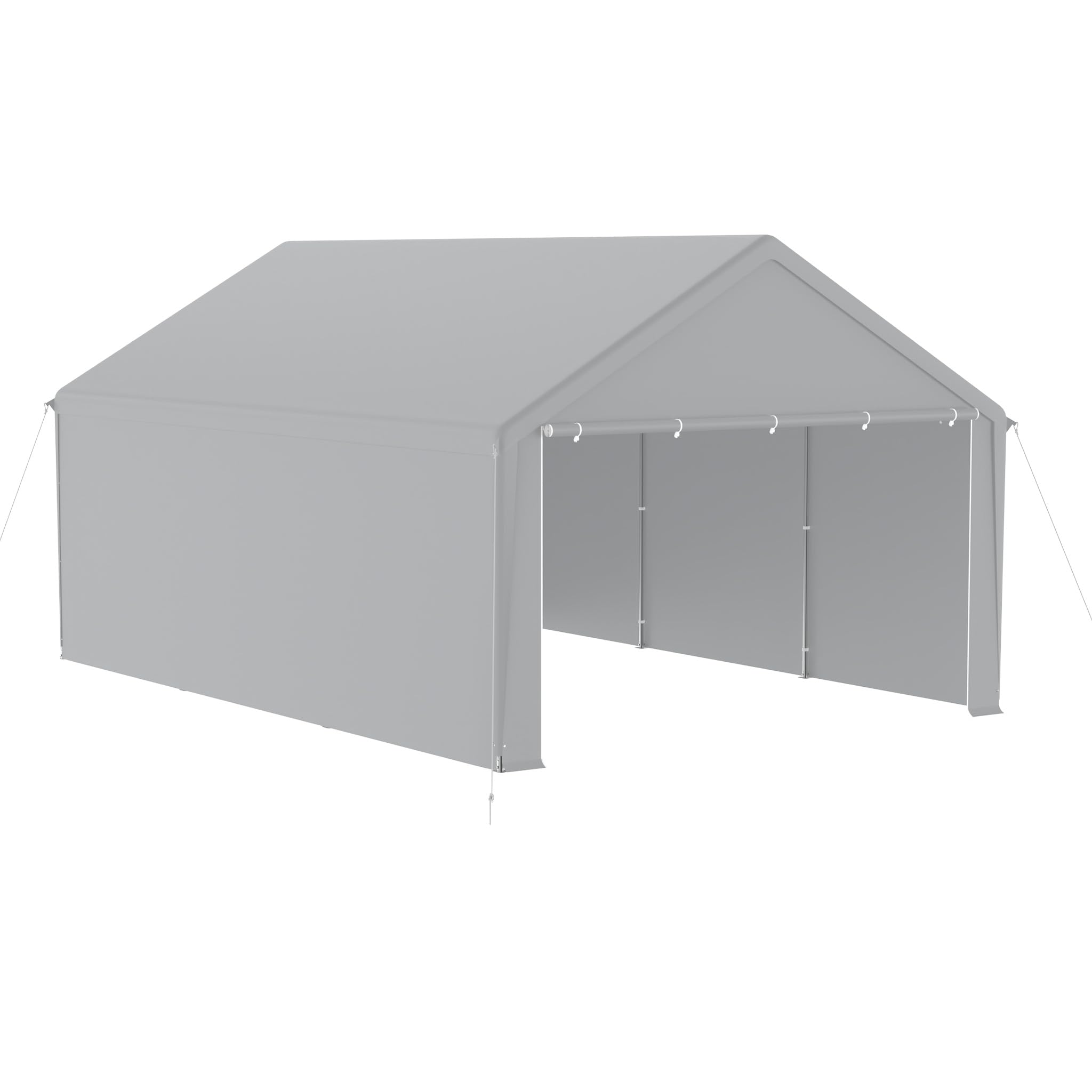 HENGMEI Zeltgarage Große Carport Garagenzelt Autoüberdachung Garagenüberdachung Lagerzelt UV-beständig Wasserdicht Unterstand mit Roll-up-Fenster (4x6 m, Grau)
