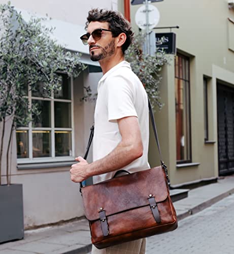 Time Resistance Leather Briefcase Messenger Bag for Laptop Full Grain Leather Shoulder Bag for Men and Women3