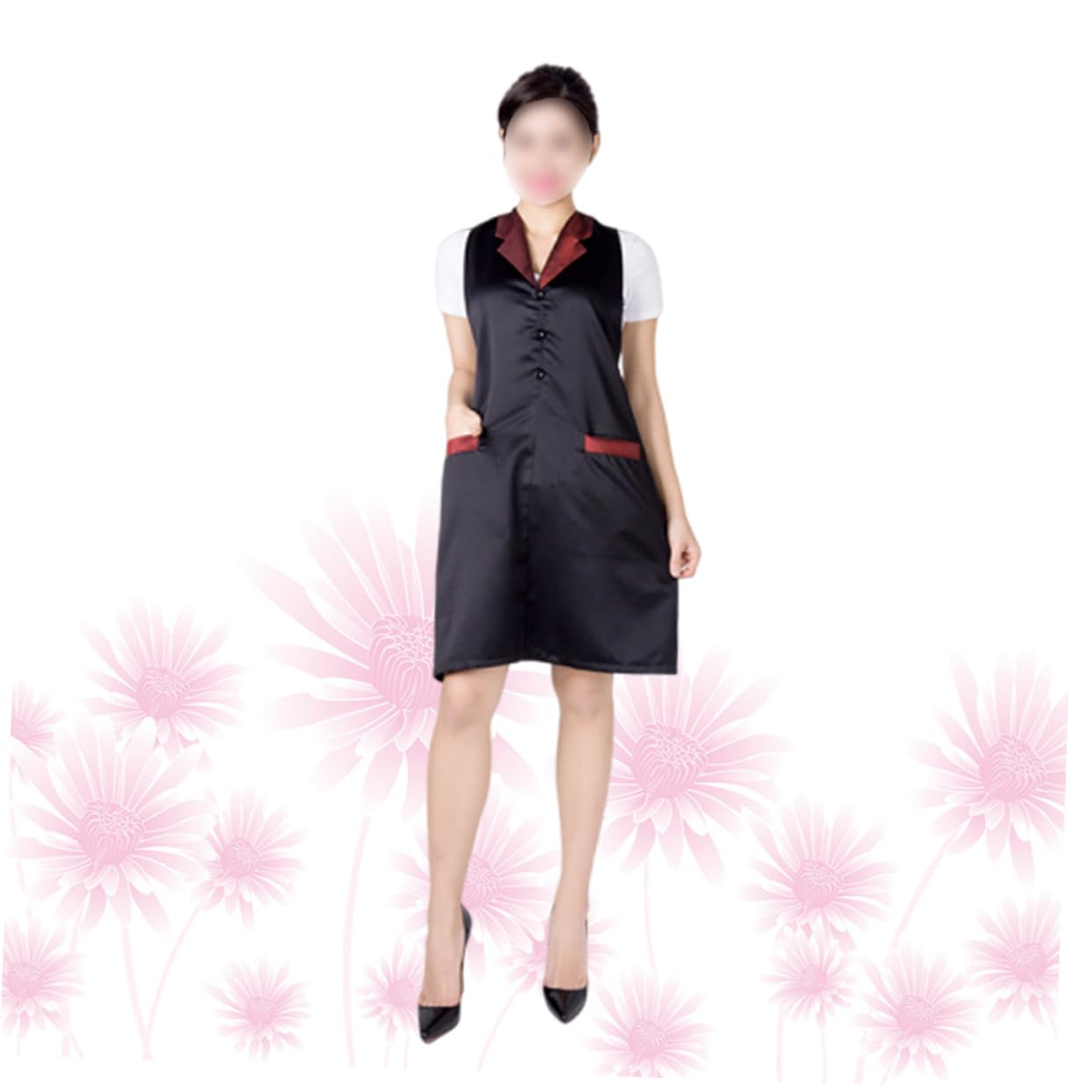 2 Piezas delantal protector bata de aseo bata de peluquería chaqueta de delantal de peluquero profesional accesorios para cortar el cabello uniforme de rojo