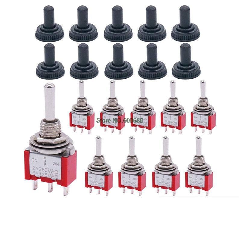 100PCS Rocker Electrical Switch Toggle Switch MTS-103 3 Pin 3 Positon with Cap