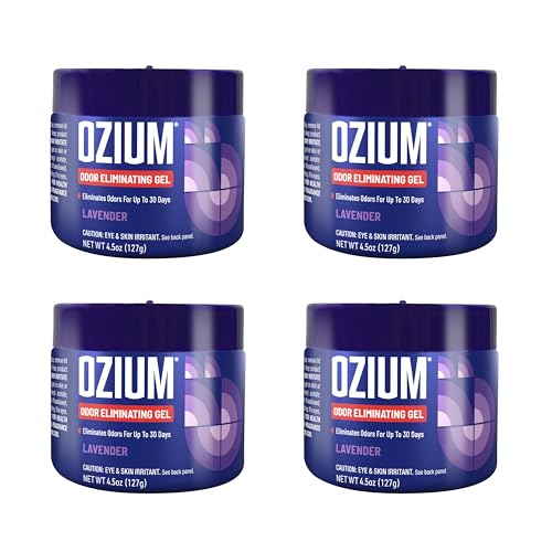 Image of Ozium Odor Eliminating Gel - 4.5oz Air Freshener Alternative for Smoke, Pets, and Musty Odors - Long Lasting Odor Remover for Cars, Homes, Closets and Small Spaces - Lavender