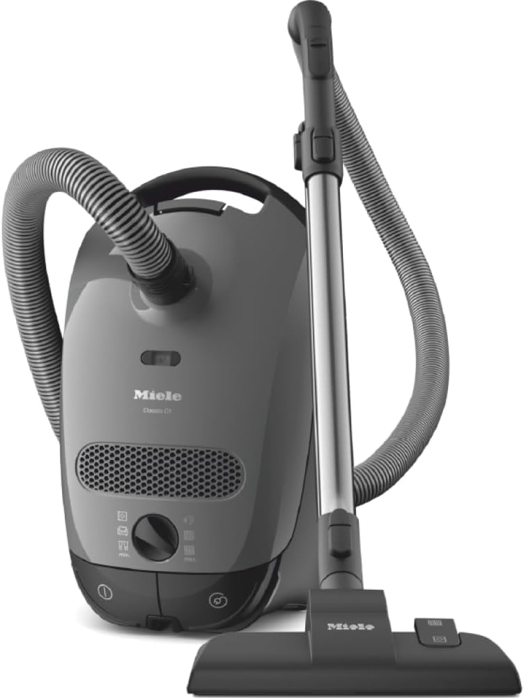 Classic C1 Powerline Bagged Cylinder Vacuum Cleaner with 900W Suction Power and AirClean Filter, Lightweight Design, in Graphite Grey