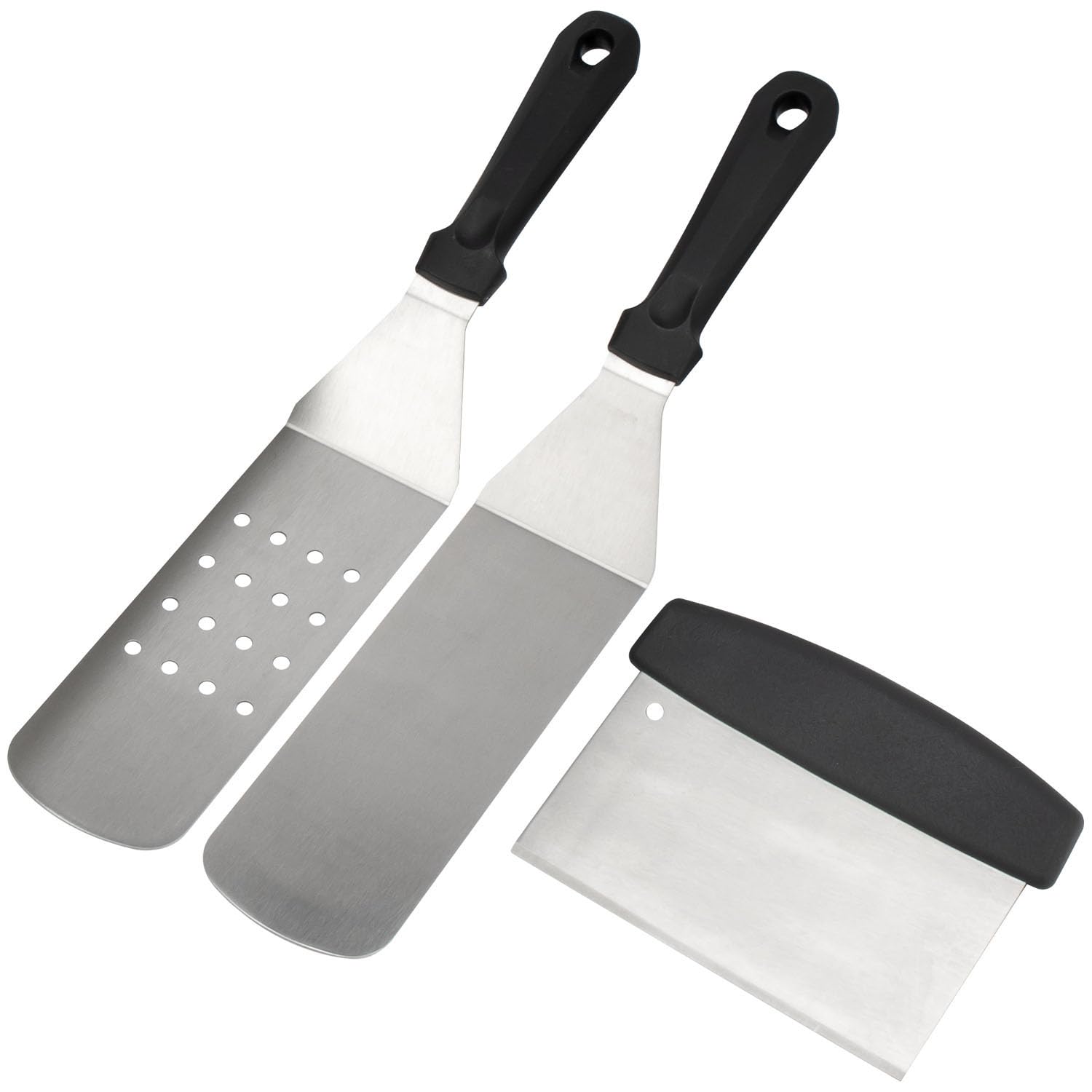 Plancha universal para parrilla de gas con juego de espátula, 18 x 14 pulgadas, antiadherente de hierro fundido para exteriores, placa superior plana grande para barbacoa que se adapta a 4