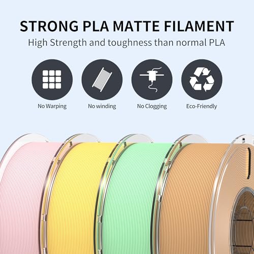 Image of RAMBERY Matte PLA 3D Printer Filament Bundle 4KG, Neatly Wound PLA Filament 1.75mm, Dimensional Accuracy + /- 0.02mm, 1kg(2.2lb) X4PCS, Cherry Pink /Banana Yellow /Mint Green /Desert Yellow