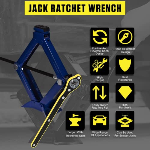 Image of BK 10 IMPORT & EXPORT Labor Saving Hand Car Jack Wrench /Wrench /Jack Ratchet Wrench for Car, Long Handle for Scissor Jack, Positive and Reversal Knob Design (Jack Wrench Ratchet)
