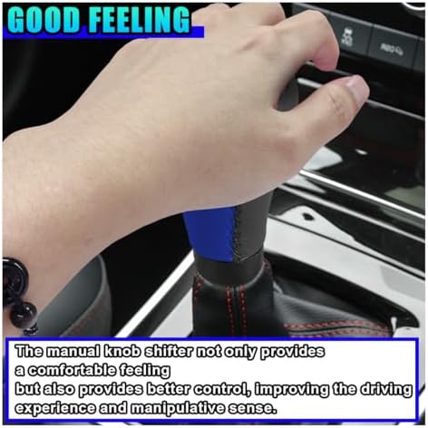 ZIMISI 5 Speed Shifter Knobs, Leather Car Gear Shift Knob (Black&Blue) — 사진 6
