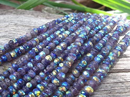 Améthyste mystique perles pierres semi-précieuses rondelles facettées 4mm pour bijoux