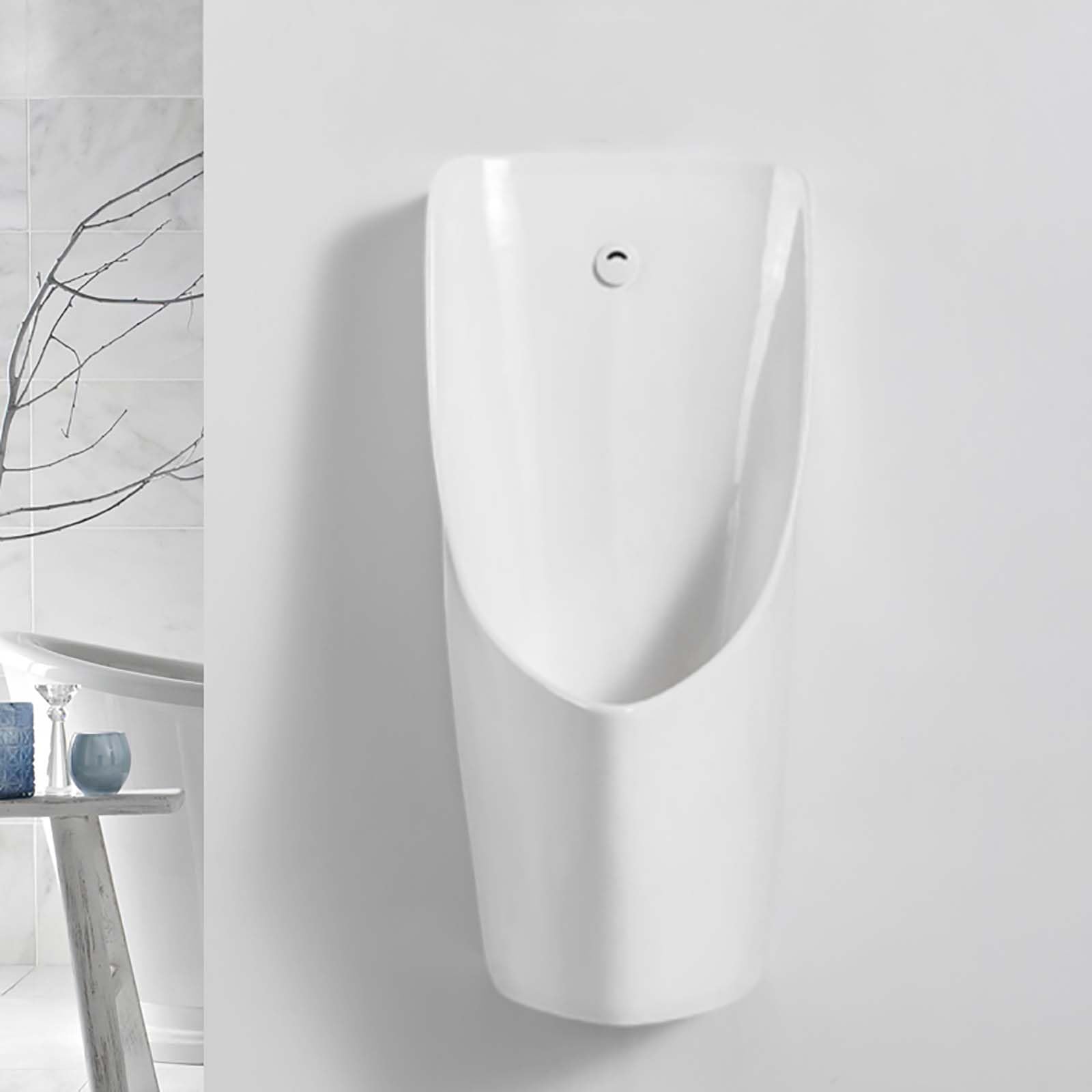 Orinatoio Commerciale con sensore Automatico, sciacquone da Uomo a Parete con valvola di Scarico con sensore, per Uomo, Anti-Goccia, per Uso Notturno, in Ceramica, per casa/Hotel (