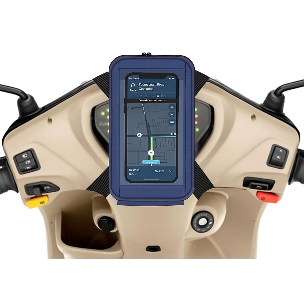 DECTEMS Mobile Holder for Scooty – Water-Resistant 7 Inch Pouch for All Scooters – Activa Scooter Mobile Mount with Handlebar Clamp – Universal Scooter Accessory (Blue)-image-17
