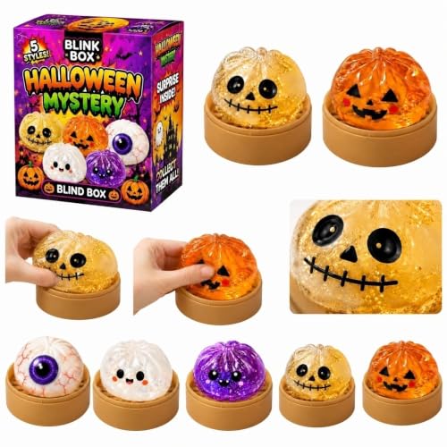 FlekmanArt Fidget Toy with Steamer, Cute Halloween Decor Ghost Bao Bun Squishes for Anxiety Relief Halloween Spooky Glitter Dumpling Squishies Toys, Dumplings Stress Balls for Adults1pc - Image 4