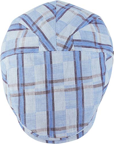 Men's Thick Cotton Summer Newsboy Cap SnapBrim Ivy Driving Stylish Hat (Blue Plaid-4022, L/XL) - Thumbnail 2