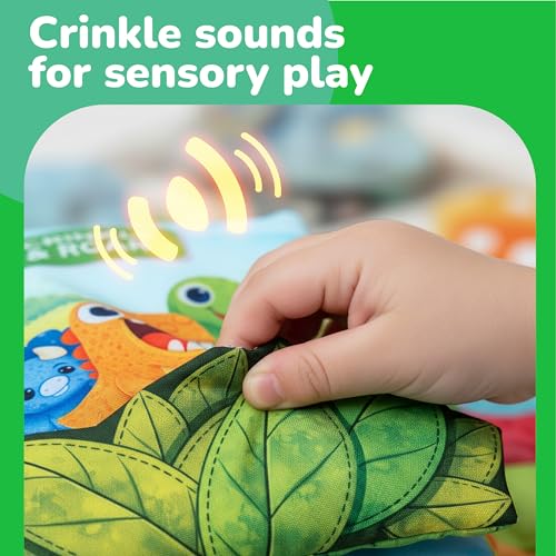 Image of Lifelong Dino Cloth Book for Babies | Non-Toxic & BIS Certified with Crinkle Pages | Busy Book with Dinosaur Peek-A-Boo Flaps | Sensory Toy Gift for Infants & Toddlers Age 6+ Months (LLCSAB02)