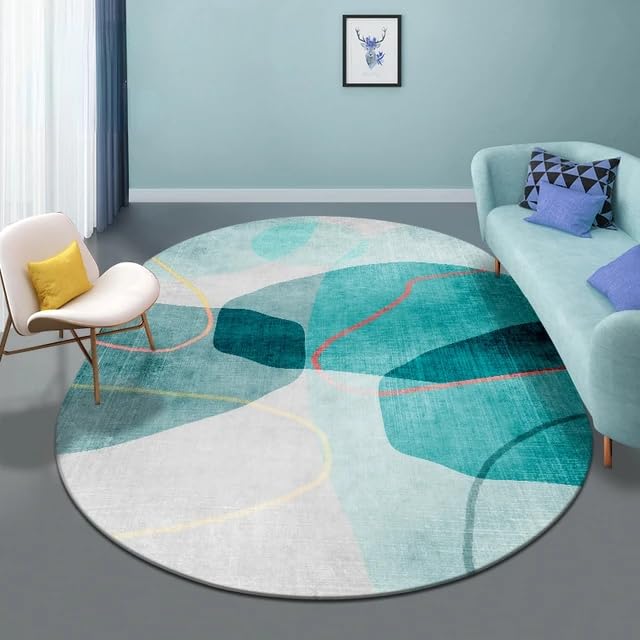 Tapis moderne abstrait vert - 90 x 150 cm - Design ovale pour salon, chambre à coucher, cuisine, couloir et chambre d'enfant - Élégant, durable et facile à nettoyer