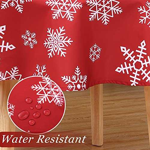 CAROMIO-Christmas-Tablecloth-60-Inch-Round-Table-Cloth-Outdoor-Winter-Christmas-Decorations-Table-Decor-Dining-Table-Cover-Farmhouse-Xmas-Red-Snowflake-for-Banquet-Party-Kitchen-Dining-Room CAROMIO Christmas Tablecloth 60 Inch Round Table Cloth Outdoor Winter Christmas Decorations Table Decor Dining Table Cover Farmhouse Xmas Red Snowflake for Banquet Party Kitchen Dining Room