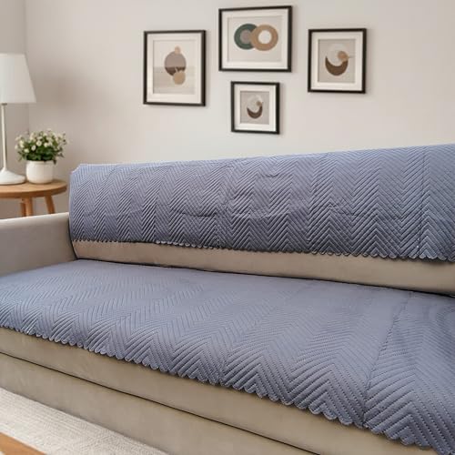 Image of Homerz Premium Velvet Sofa Cover Panel | Soft & Velvety Fabric | Rich Vibrant Colours | Sofa Protector for Living Room (Grey, 3 Seater, Seat Cover with Backrest)