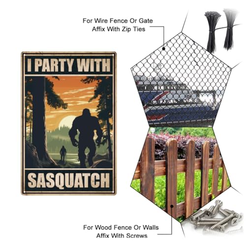 SUPERDANT Bigman Metal Signs Bigman Tin Signs Bar Sign I Party with Sasquatch Metal Tin Sign Vintage Poster Funny Wall Plaque for Home Man Cave Garden Wall Decor - Image 4