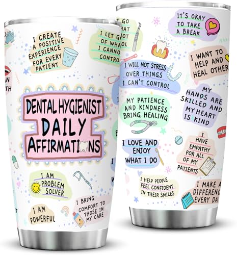 ZAHUOMUG Dental Hygienist Gifts for Women,Dental Hygienist Appreciation Week Gifts Graduation Gift,Travel Coffee Tumbler Mug Cup 20oz