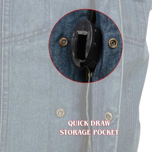 Milwaukee Leather MDM3012 Men's 'Brute' Concealed Snap Blue Denim V-Neck Club Style Vest w/Hidden Zipper - Medium3
