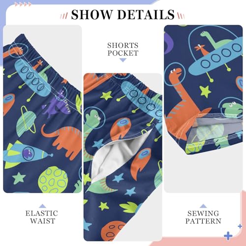 ZZXXB Dinosaur Space Rocket Boys Long Pants Soft Trousers Elastic Waist Kids Lounge Bottoms with Pockets S-XL4