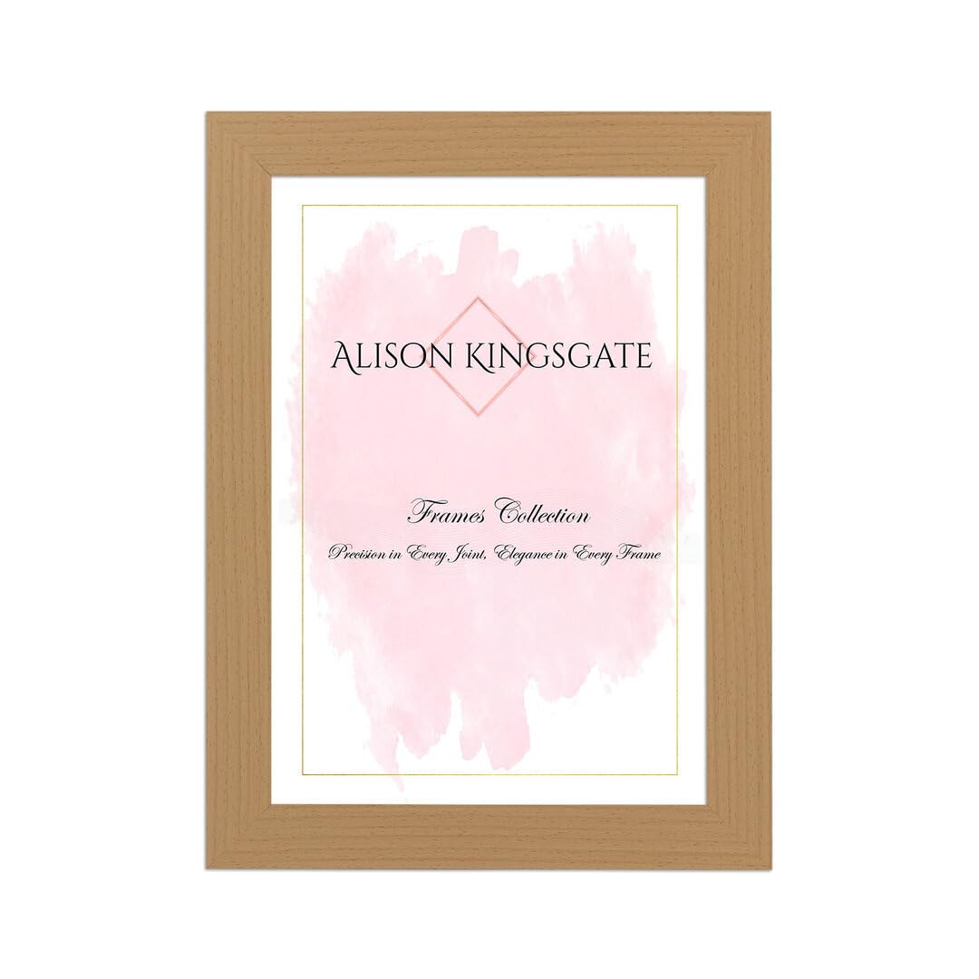 Alison Kingsgate Modern A4 Country Pine- Picture Frame - Engineered Wood Photo Frame with Shatterproof Perspex Front - Ideal for Posters, Certificates & Artwork - Wall Mount or Tabletop Display