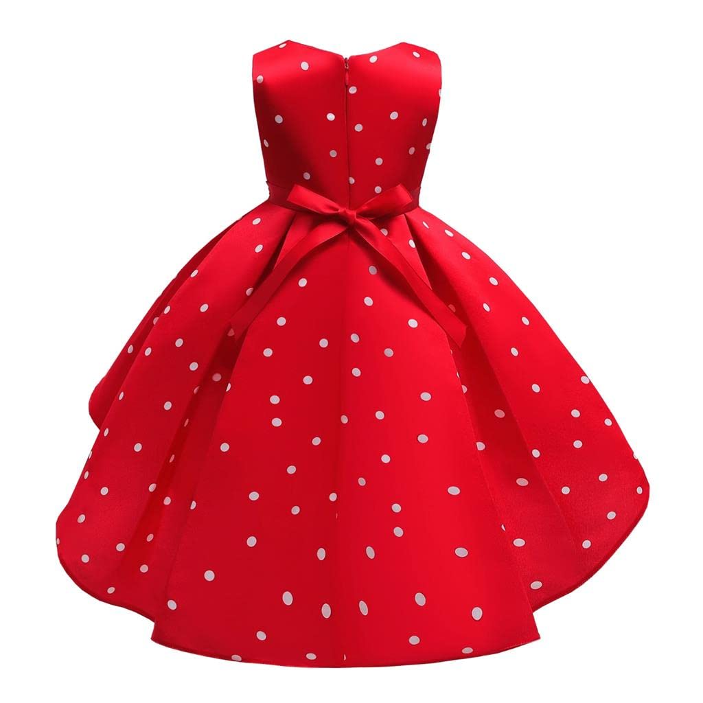 Lito Angels Deguisement Mouse/Chiots tachetés pour Enfant Fille, Robe à Pois Anniversaire Fete Carnaval, Rouge et Blanc/Blanc et Noir