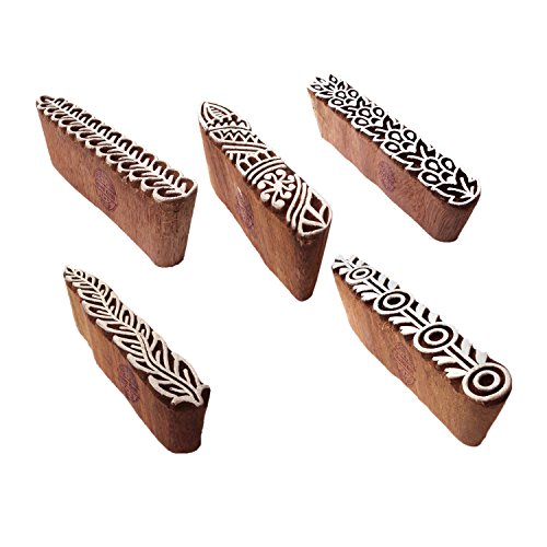 Royal Kraft Elegante Impresión Bloque Borde Patrón Madera Sellos (Set de 5)