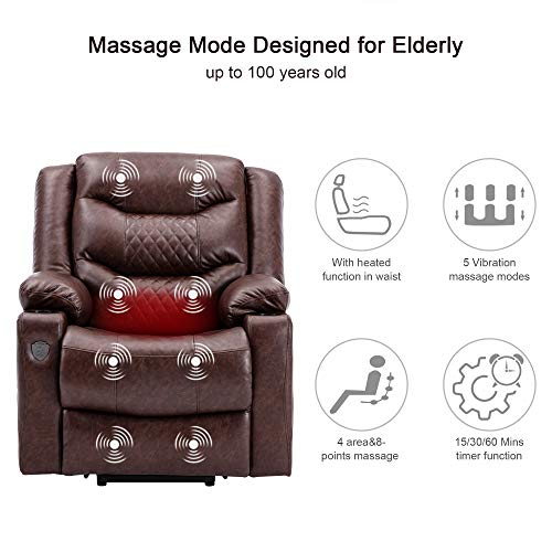 Ever Advanced Power Lift Recliner, Lift Chairs Recliners For Elderly, Lift Chair With Heat And Massage, Remote Control, Usb Port, 2 Cup Holders & Side Pockets For Home,Office (Faux Leather Brown) #TOP4