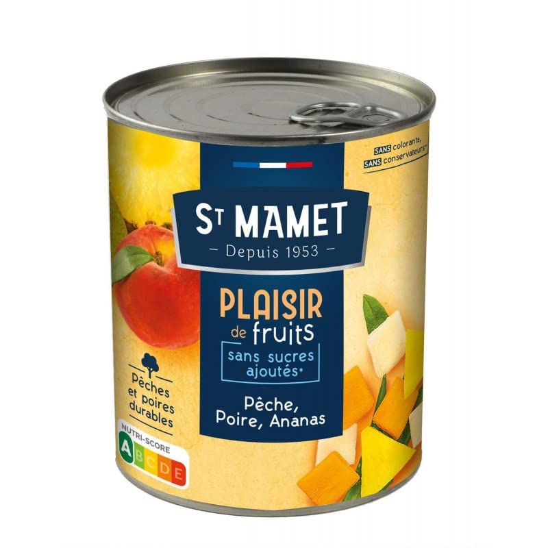 PLAISIR DE FRUITS SSA PECHE POIRE ANANAS 4/4 825G, ST MAMET, LOT DE 3