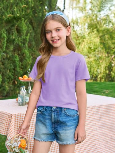 Image of Haloumoning Girls Short Sleeve T Shirts Kids Summer Crewneck Tops