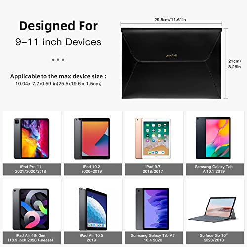 9-11 Inch Leather Tablet Sleeve Bag Carrying Case Fits Ipad Pro 11, Ipad 8Th 7Th Generation 10.2, Ipad Air 4 10.9, Ipad Air 3 10.5, Ipad 9.7, Galaxy Tab A 10.1, Tab S6, S6 Lite, S7-Black #TOP1