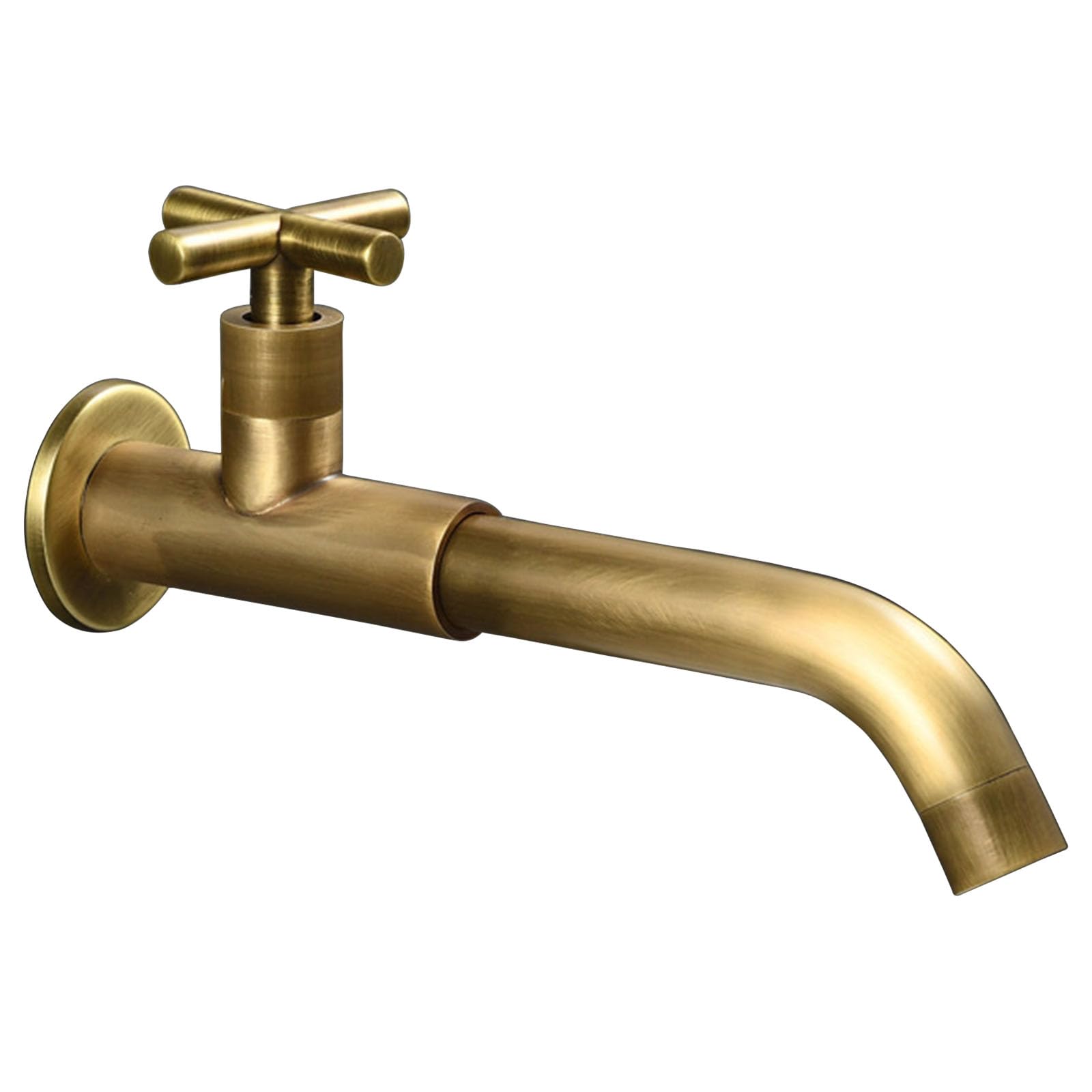 Grifos para Lavabos de Baño Antiguo Grifo de Fregadero de Latón Grifo de Lavabo Agua Fria de Pared Grifo Cocina Fregadero Caño Largo Grifo Giratorio,Color Antiguo,23Cm