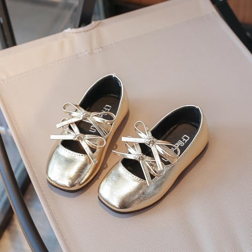 Image of Toddler Girls Mary Jane Dress Shoes Little Kids Ballet Flats Bowkont Flower Wedding Party School Princess Shoes