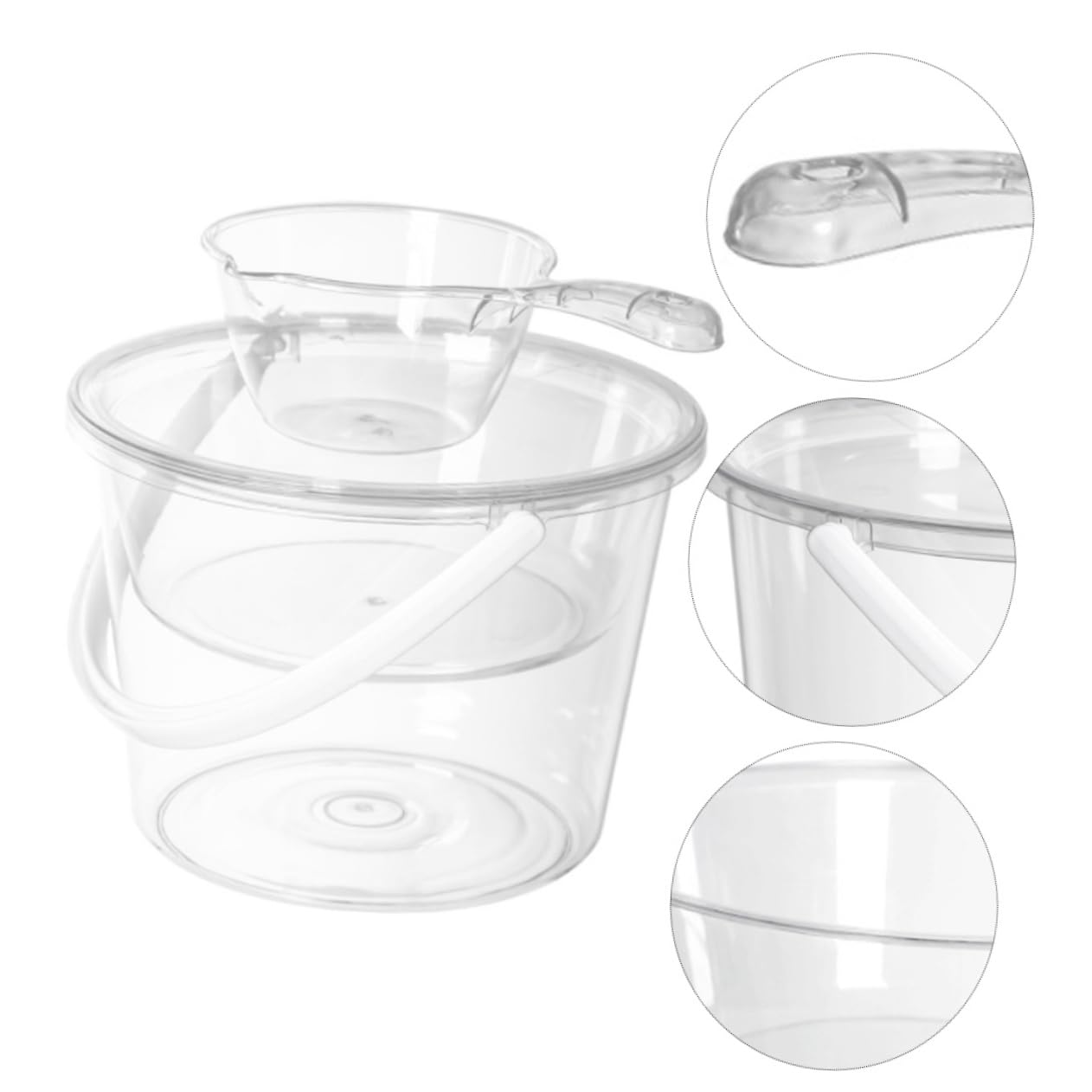 Transparentes Wascheimer Satz mit Griff und Deckel aus Kunststoff