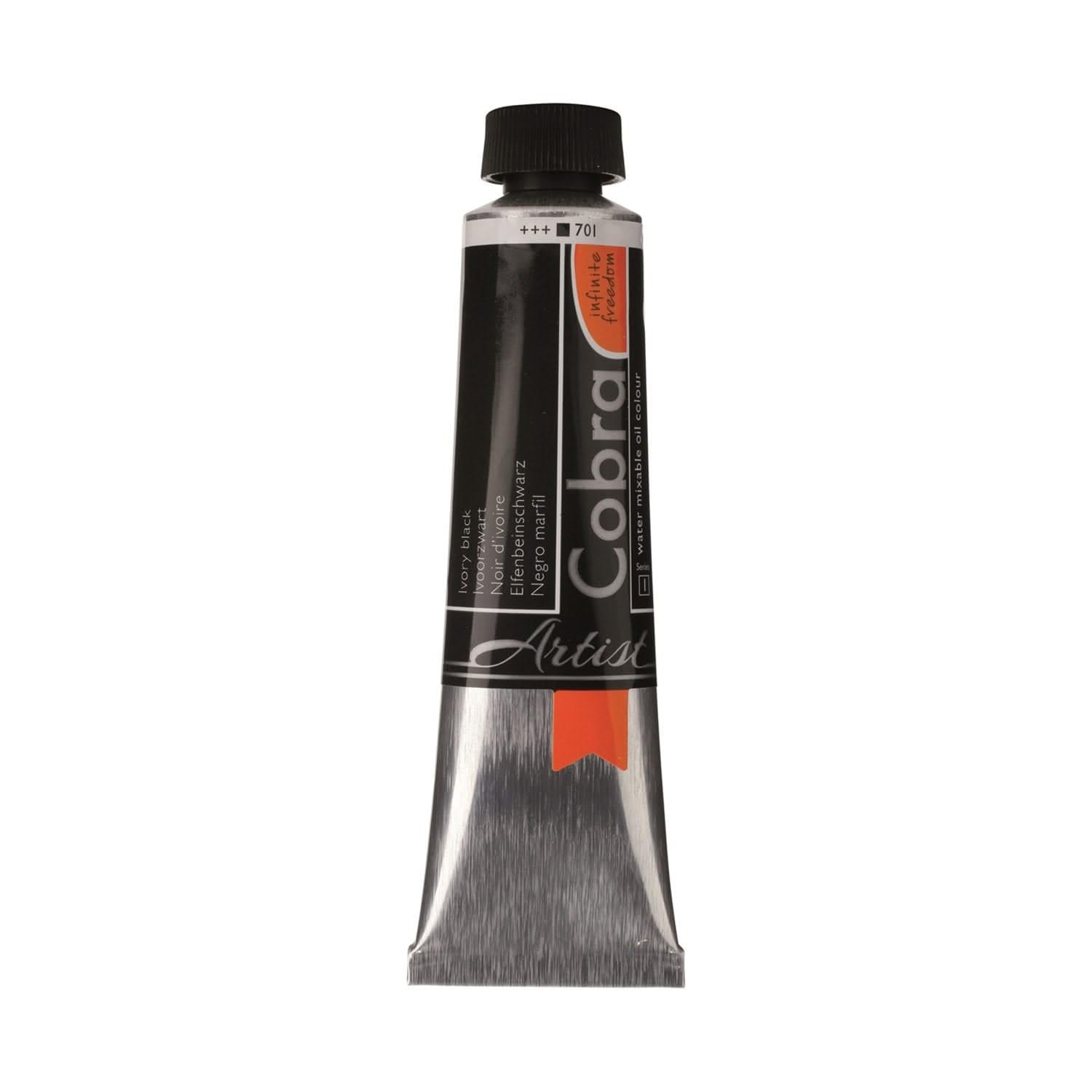 Cobra Artist Water Mixable Oil Colours Ivory Black 701 40ml Tube High Pigmentation Opaque Light Resistant