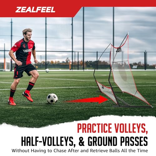 ZEALFEEL Soccer Rebounder, 2-in-1 Soccer Rebound Net, 6'x4.7' Large Net & 6'x16" Small Net, Soccer Bounce Back Net Practice for Team Volley Passing Solo Training, Football Trainer with Carry Bag Cones by ZEALFEEL - Image 4