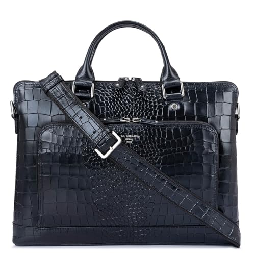 Image of Da Milano Leather Laptop Bag for Men & for Women - Fits Up To 15 inch Laptop - Black (0022B)
