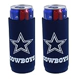 Football 12oz 2-Pack Slim Skinny Can Holder Insulator Beverage Huggie Cooler Coozies (Dallas (Cowboys))